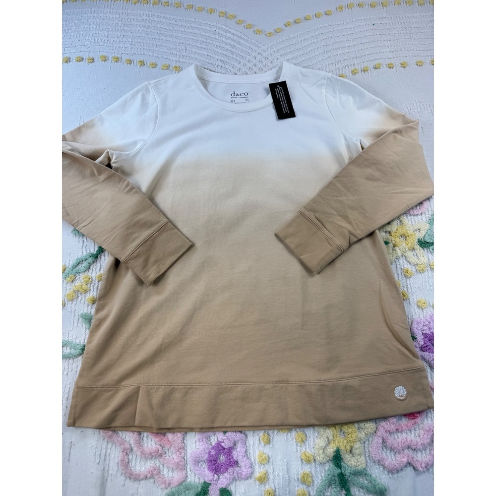 Denim & Co Ombre French Terry Sweatshirt Tan White Tunic A688718 Mens M‎